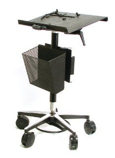 Vision Laptop Computer Cart with Basket on Wheels includes 4" Casters, 22" Top, 26" Wheel Base, Foot Adjustable Height Computers & Accessories
