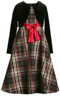 Black Fuchsia Metallic Plaid Dress/Jacket Set BK8MS, Bonnie Jean Girl Plus Size Special Occasion Party Dress: Clothing