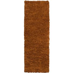 Hand woven Sante Fe Brown Plush Shag Wool Rug (2'6 x 8') Surya Runner Rugs