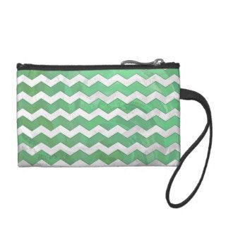 Emerald Cream Chevron Pattern Change Purse