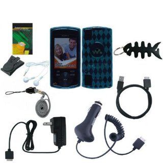 9 items Accessories Bundle For Sony Walkman NWZ  S540, NWZ  S544, NWZ S545 Series includes ( Green TPU Rubber Skin Case Cover + USB Car Charger + USB Wall/ Travel Charger + Straight usb data Cable + White  Earphone + Black Belt Clip + Screen Protector 