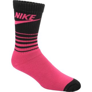 NIKE Mens Classic Stripe Crew Socks   Size: Large, Pink/black