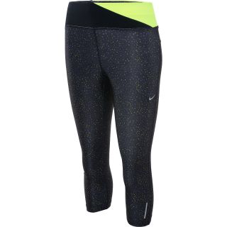 NIKE Womens Printed Twisty Cropped Running Tights   Size: Small, Black/volt