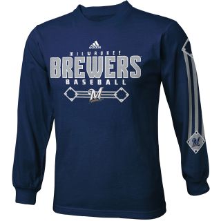 adidas Youth Milwaukee Brewers Designation Long Sleeve T Shirt   Size: Small,