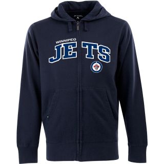 Antigua Mens Winnipeg Jets Full Zip Hooded Applique Sweatshirt   Size: Medium,