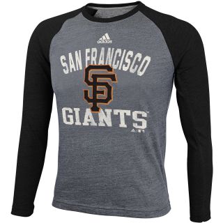 adidas Youth San Francisco Giants Heathered Raglan Long Sleeve T Shirt   Size: