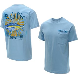 SALT LIFE Mens Tuna Life Pocket Short Sleeve T Shirt   Size: 2xl, Sky Blue