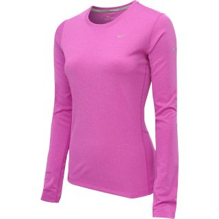 NIKE Womens Miler Long Sleeve Running Top   Size: Medium, Red Violet/htr