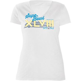 G III Womens Super Bowl XLVIII Burnout V Neck Cap Sleeve T Shirt   Size Large,
