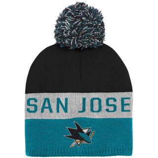 REEBOK Youth San Jose Sharks Uncuffed Pom Knit Hat   Size: Youth