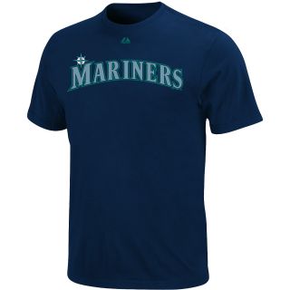 Majestic Mens Seattle Mariners Offical Wordmark Navy Tee   Size: Medium,