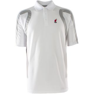 ANTIGUA Mens Miami Heat Desert Dry Point Polo Shirt   Size: Small, White/silver