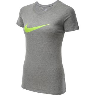 NIKE Womens Swoosh It Up Short Sleeve T Shirt   Size: Large, Grey Heather/volt