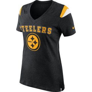 NIKE Womens Pittsburgh Steelers V Neck Fan Top   Size: Small, Black/gold/white