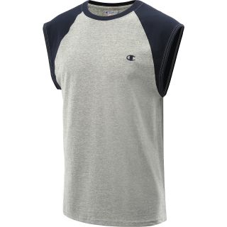 CHAMPION Mens Jersey Cap Sleeve T Shirt   Size: Large, Oxford Navy