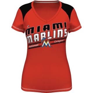 MAJESTIC ATHLETIC Womens Miami Marlins Superior Speed V Neck T Shirt   Size