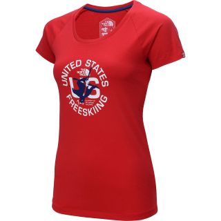 THE NORTH FACE Womens USA Freeski Short Sleeve T Shirt   Size: Large, Tnf Red