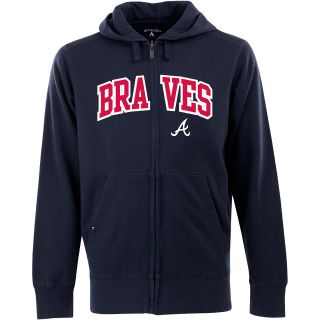 Antigua Mens Atlanta Braves Full Zip Hooded Applique Sweatshirt   Size: Large,