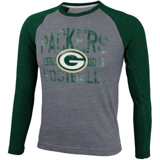 NFL Team Apparel Youth Green Bay Packers Tri Blend Raglan Long Sleeve T Shirt  
