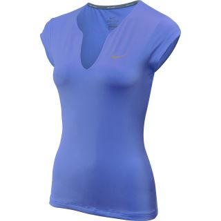 NIKE Womens Pure Short Sleeve Tennis Shirt   Size: XS/Extra Small, Violet/white