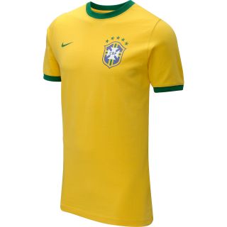 NIKE Mens Brasil Core Ringer Short Sleeve T Shirt   Size: Xl, Varsity Maize