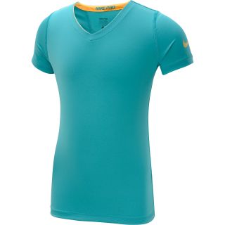 NIKE Girls Pro Core Fitted V Neck Short Sleeve T Shirt   Size: XS/Extra Small,