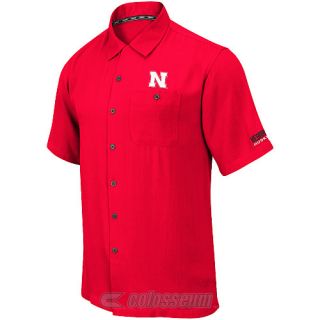 COLOSSEUM Mens Nebraska Cornhuskers Button Up Camp Shirt   Size 2xl, Red