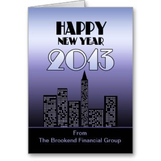 2013 Happy New Year Business Personalize Text City Greeting Cards