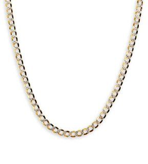 14k Hollow Two Tone Gold Cuban Link Chain Necklace: Jewelry