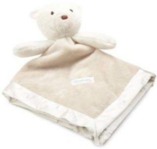 Vitamins Baby boys Newborn Bear Satin Trim Superplush Blankie Buddy, Ivory & Tan, One Size  Nursery Receiving Blankets  Baby