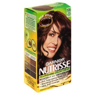 Garnier Nutrisse Nourishing Color Creme with Fruit Oil Concentrate, Permanent, Medium Golden Mahogany Brown 535 (Pack of 3): Health & Personal Care