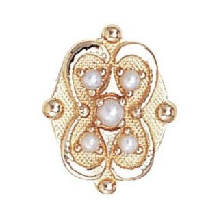 14k Yellow Gold Glatter Pearl Victorian Bracelet Slide GS538PL Charms Jewelry