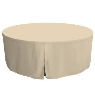 Tablevogue 72 Inch Fitted Round Folding Table Cover, Natural   Tablecloths