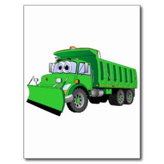 Green Dump Truck Cartoon Post Card
