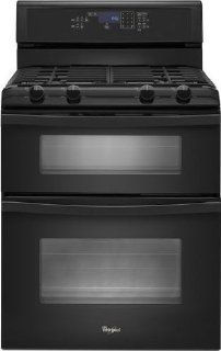 Whirlpool WGG555S0BB 30" Black Gas Sealed Burner Double Oven Range   Convection: Appliances