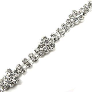Glamorousky Elegant Flower Bracelet with Silver Swarovski Element Crystal   16.5cm (555): Bangle Bracelets: Jewelry