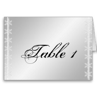 Silver White Snowflake Winter Wedding Table Number Cards