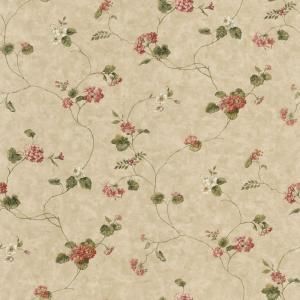 The Wallpaper Company 8 in. x 10 in. Green and Red Geranium Trail Wallpaper Sample WC1280677S