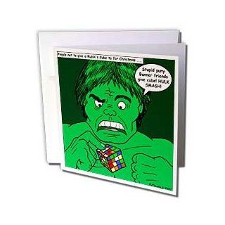 gc_2812_1 Rich Diesslins Funny Christmas Cartoons   Hulk and the Rubics Cube   Greeting Cards 6 Greeting Cards with envelopes : Blank Greeting Cards : Office Products