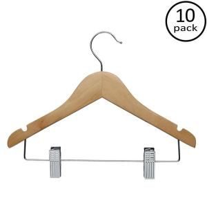 Honey Can Do Maple Finish Kids Basic Hanger with Clips (10 Pack) HNGT01225