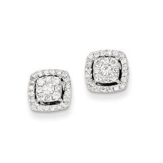 14K White Gold Diamond Post Earrings Cyber Monday Special: Jewelry