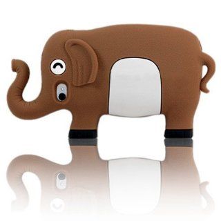 Deal wholesale Cute 3D Animal Long Nose Elephant Soft Silicone Skin Back Cover Case Coffee + Screen Protector for iPhone 4 4S: Cell Phones & Accessories