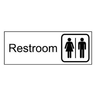 Restroom Black on White Engraved Sign EGRE 545 SYM BLKonWHT Restrooms : Business And Store Signs : Office Products