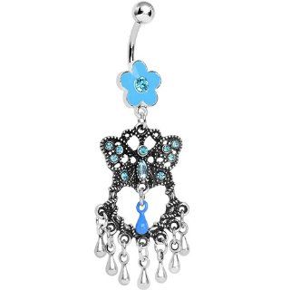 Blue Gem Butterfly Chandelier Belly Ring: Body Piercing Rings: Jewelry