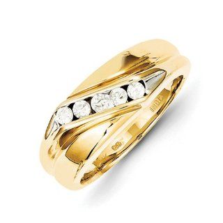 14k Yellow Gold Single Row Channel Set Diamond Mens Ring. Carat Wt  0.33ct: Jewelry