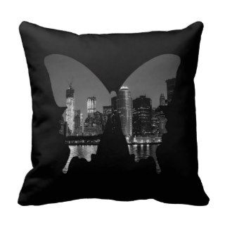 New York City Skyline in shape of butterfly Pillows