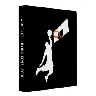 Slam Dunk Basketball Player   White Silhouette Binder