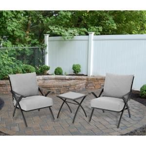 Hampton Bay Marwood 3 Piece Patio Small Space Set with Light Gray Cushions DISCONTINUED 131 008 3SS V2