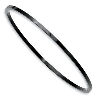 Black Plated 316L Stainless Steel High Polish Stackable Slip On Fashion Bangle Bracelet: Forever Flawless Jewelry: Jewelry