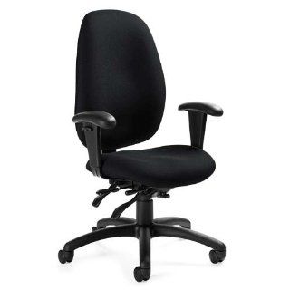Global GLB31403BKS110 Malaga High Back Multi Function Chair, Arms, Black Fabric, Black Frame : Task Chairs : Office Products